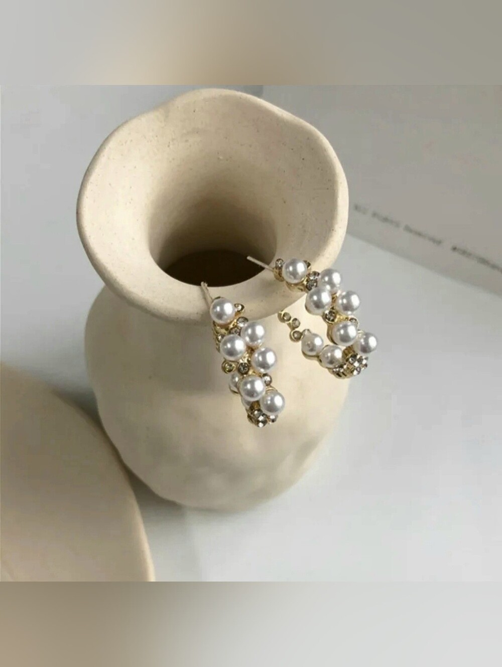 Cool Style Vintage Circle Earrings Elegant C-Shaped Pearl Stud Earrings  Designe